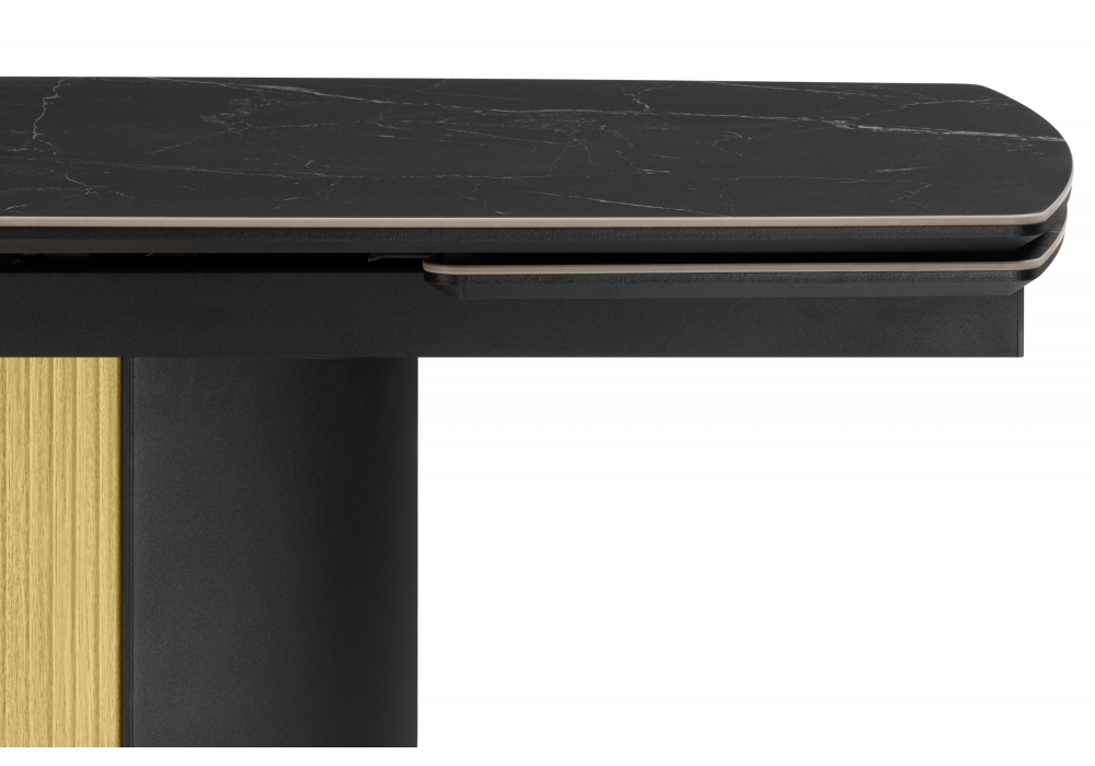 Керамический стол Бовер 180(220)x90 черный мрамор / черный / дуб натуральный