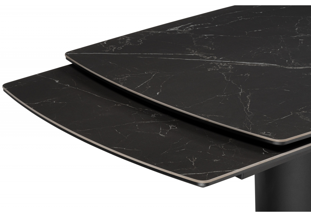 Керамический стол Бовер 180(220)x90 черный мрамор / черный / дуб натуральный