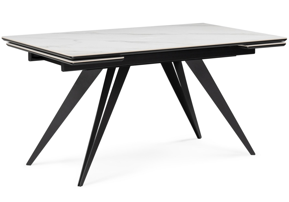 Керамический стол Дарвин 140(200)х80 белый мрамор snow white / черный