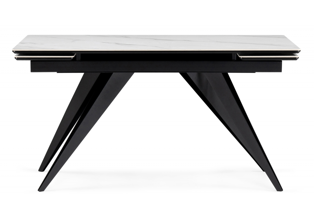 Керамический стол Дарвин 140(200)х80 белый мрамор snow white / черный