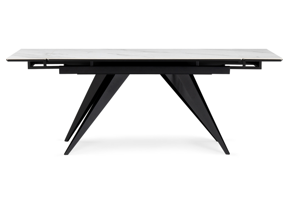 Керамический стол Дарвин 140(200)х80 белый мрамор snow white / черный