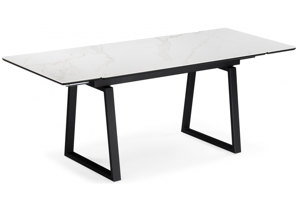 Керамический стол Джек 140(200)х80 белый мрамор alpin white / черный