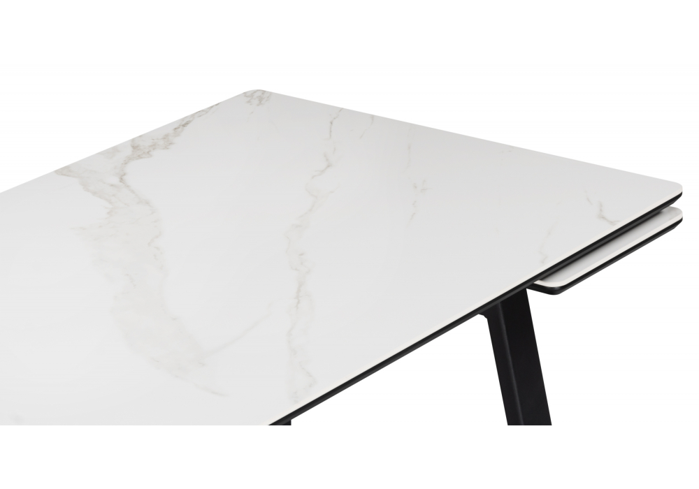 Керамический стол Джек 140(200)х80 белый мрамор alpin white / черный