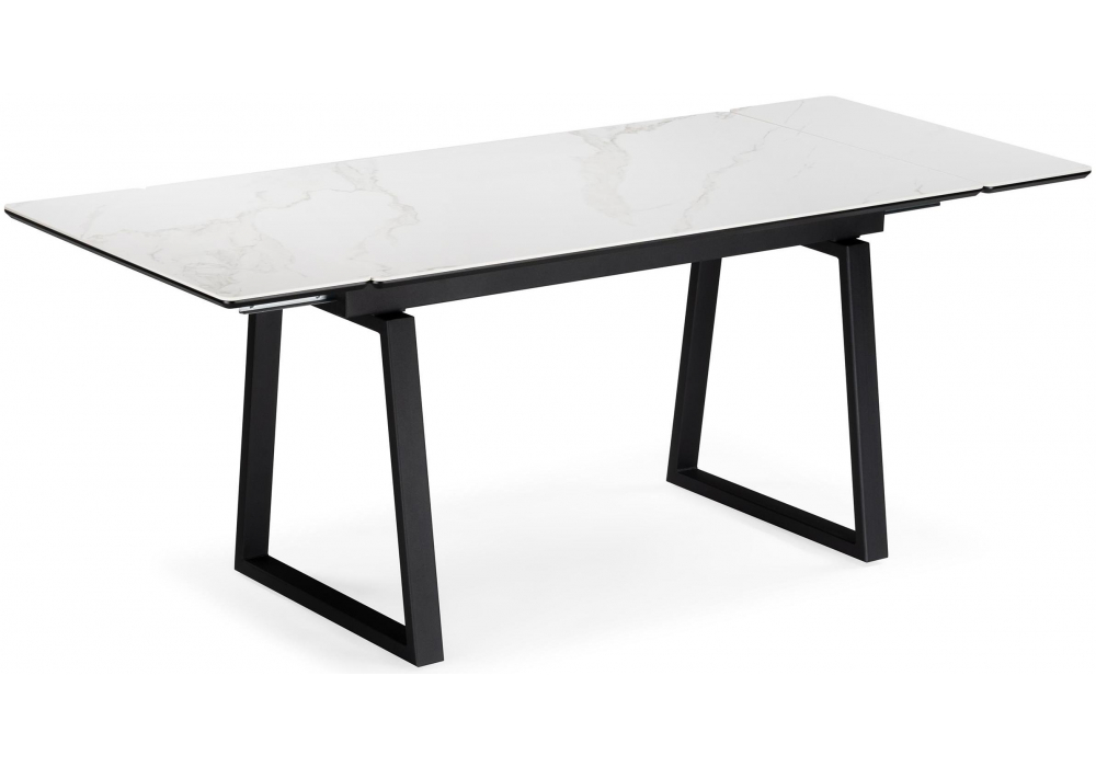Керамический стол Джек 140(200)х80 белый мрамор alpin white / черный