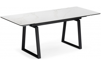 Керамический стол Джек 140(200)х80 белый мрамор alpin white / черный