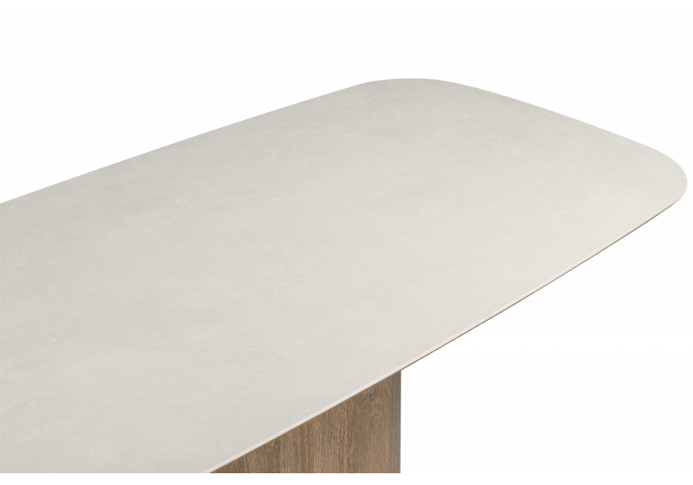 Керамический стол Эллипсо 200х90 light grey / дуб американский