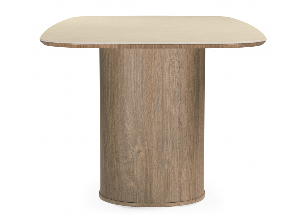 Керамический стол Эллипсо 200х90 okara light yellow / дуб американский