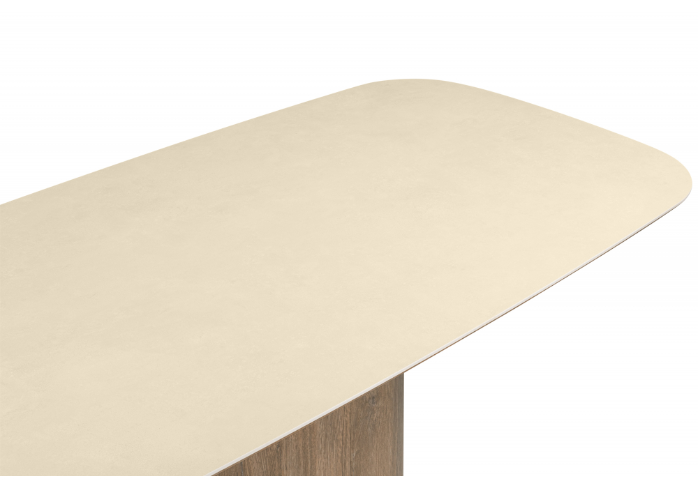 Керамический стол Эллипсо 200х90 okara light yellow / дуб американский