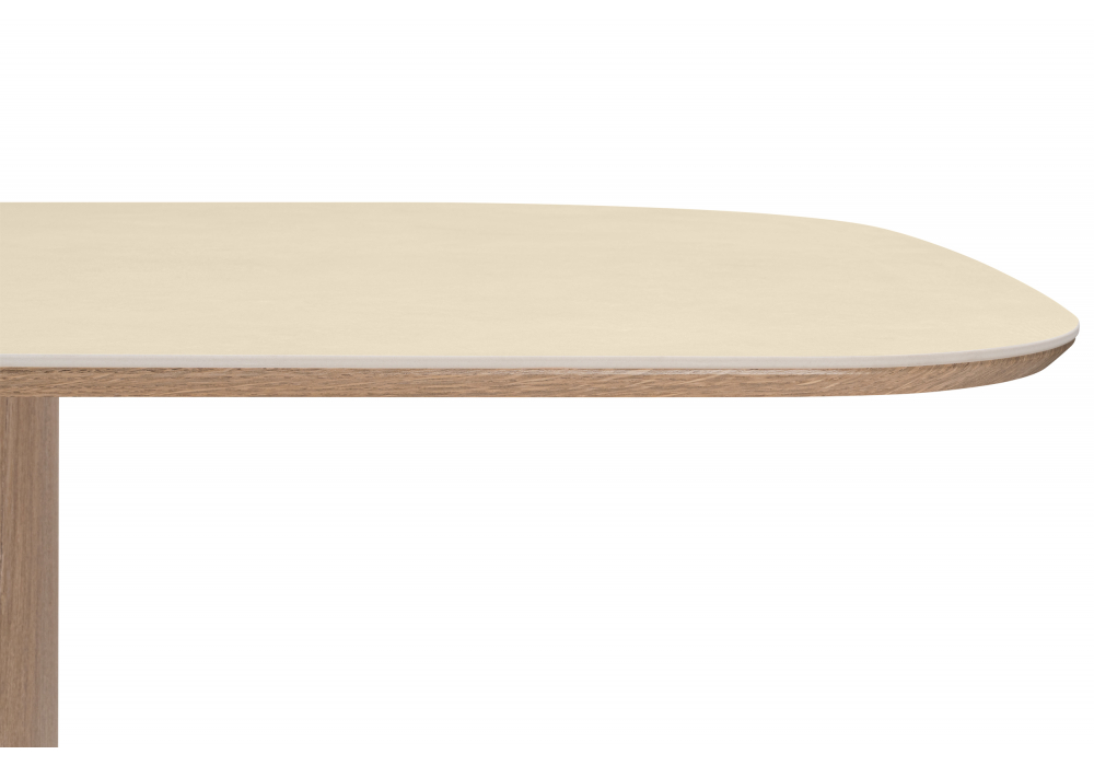 Керамический стол Эллипсо 200х90 okara light yellow / дуб американский