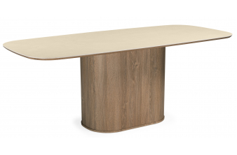 Керамический стол Эллипсо 200х90 okara light yellow / дуб американский