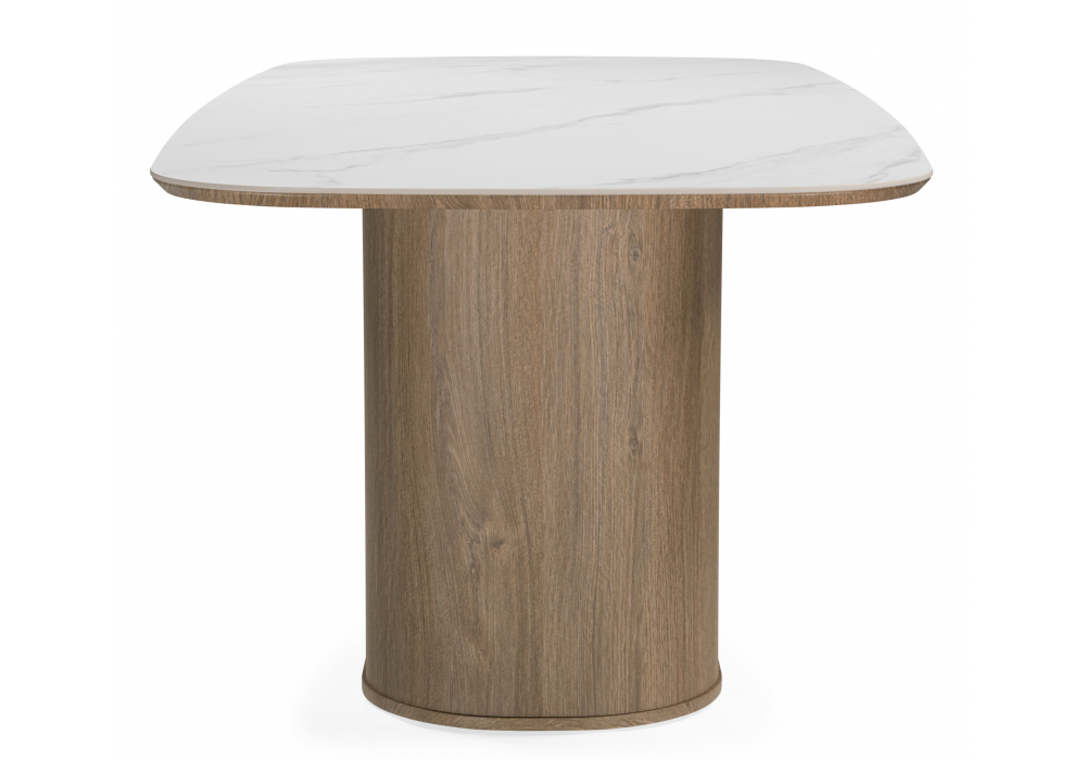 Керамический стол Эллипсо 200х90 snow white / дуб американский