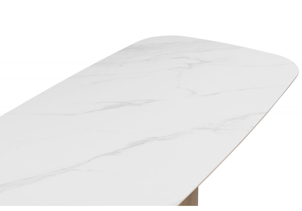 Керамический стол Эллипсо 200х90 snow white / дуб американский