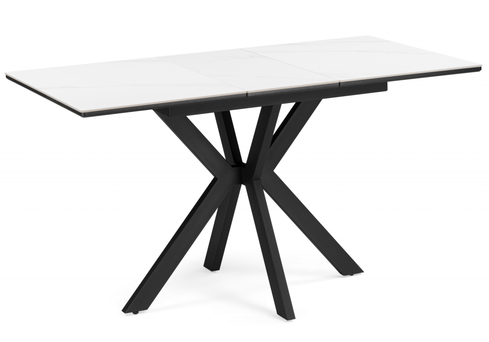 Керамический стол Гардинг 100(130)x70 белый мрамор / черный