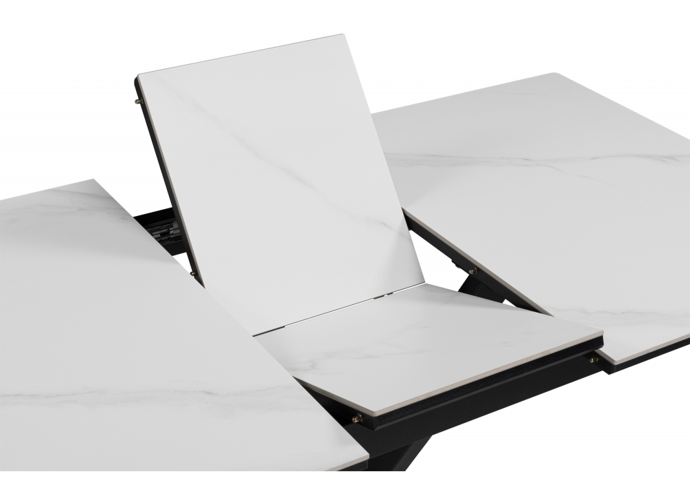 Керамический стол Гардинг 100(130)x70 белый мрамор / черный