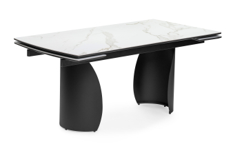 Керамический стол Готланд 180(240)х90х79 белый мрамор  / черный