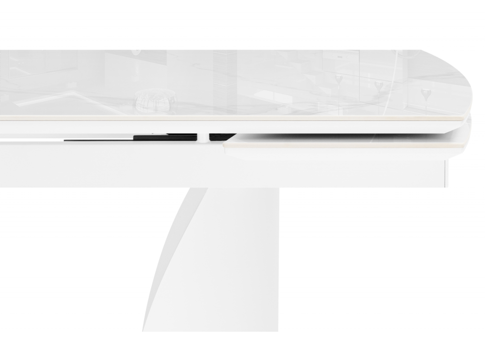 Керамический стол Готланд 180(240)x90 statuario titan gloss / белый