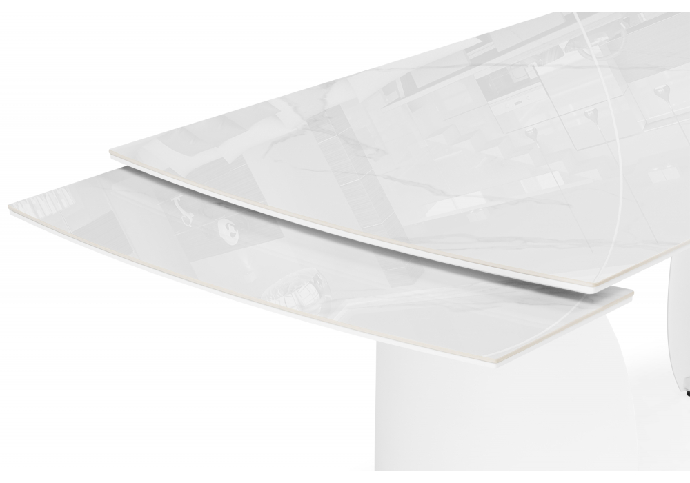 Керамический стол Готланд 180(240)x90 statuario titan gloss / белый