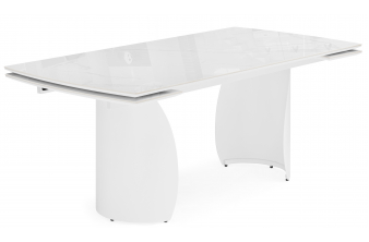 Керамический стол Готланд 180(240)x90 statuario titan gloss / белый