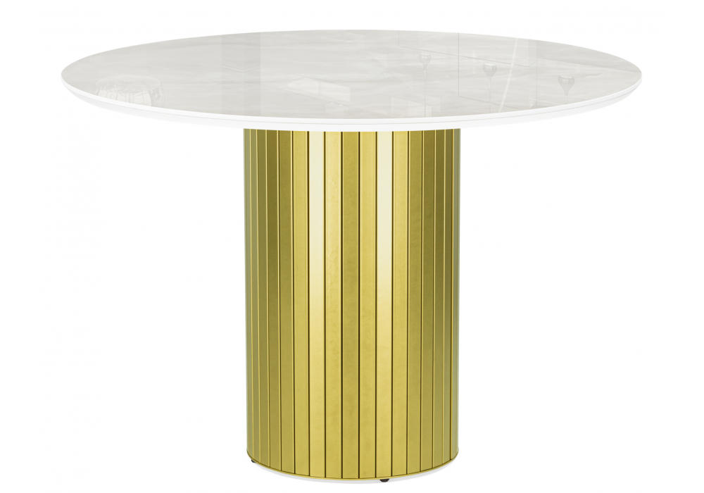 Керамический стол Гравент 110 onyx bianco soft satin / золотой