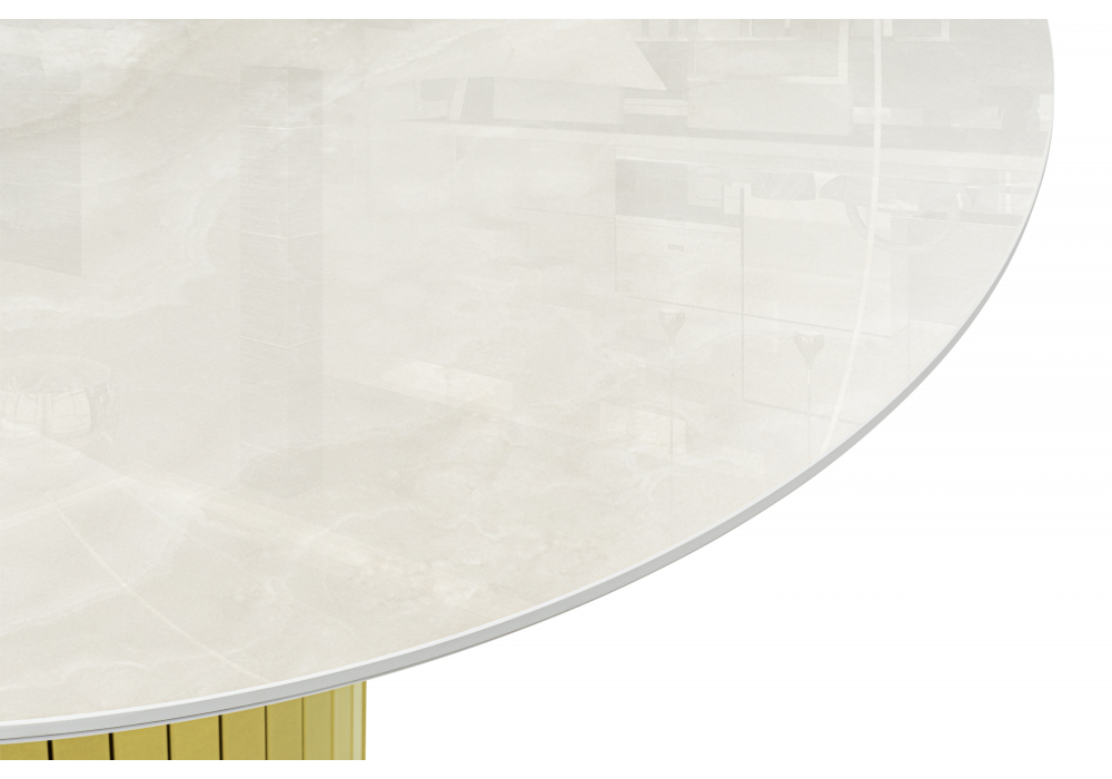 Керамический стол Гравент 110 onyx bianco soft satin / золотой