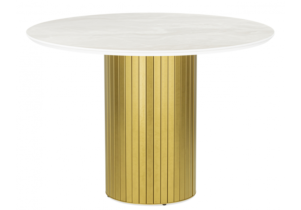 Керамический стол Гравент 110 onyx bianco soft satin / золотой