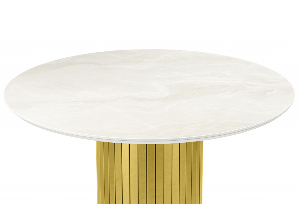 Керамический стол Гравент 110 onyx bianco soft satin / золотой