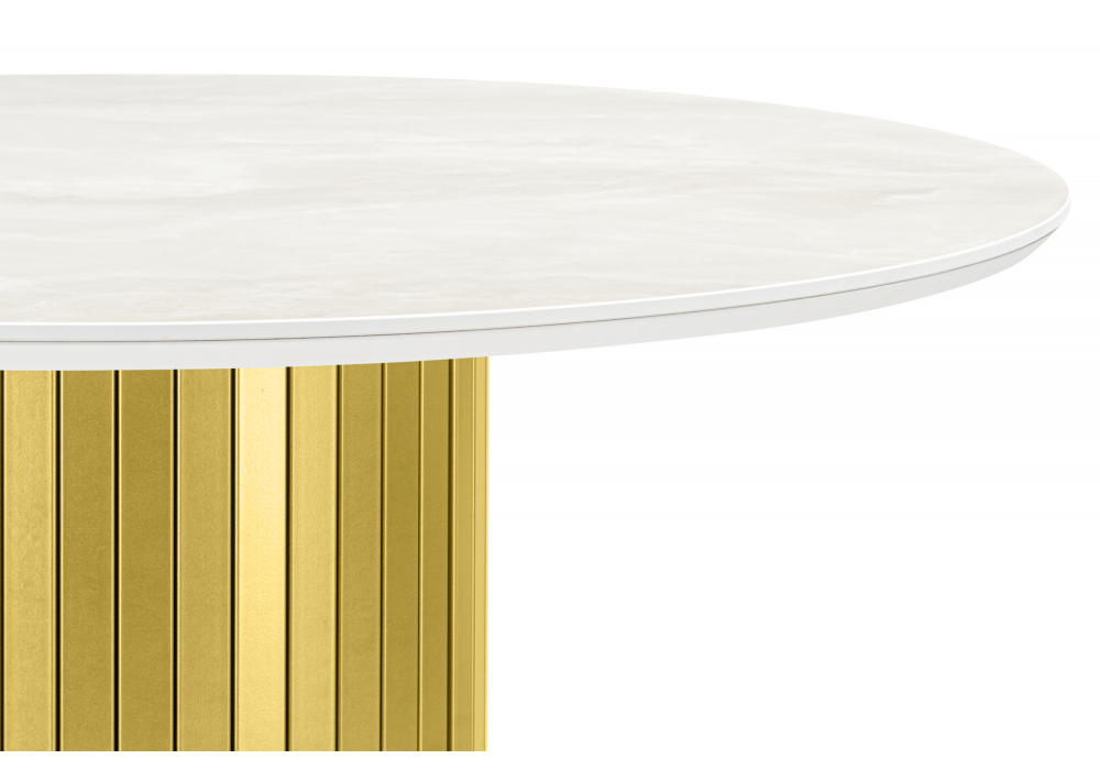 Керамический стол Гравент 110 onyx bianco soft satin / золотой