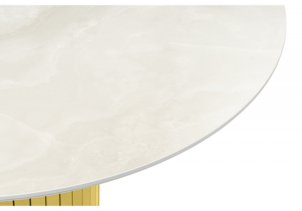 Керамический стол Гравент 110 onyx bianco soft satin / золотой