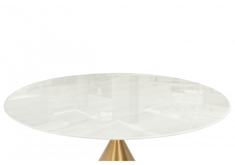 Керамический стол Jaklin 130x73 белый камень / золото