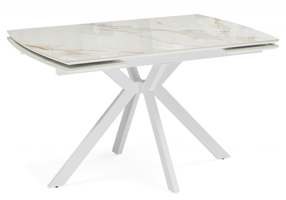 Керамический стол Катчел-2 120(180)x80 calacatta gold / белый