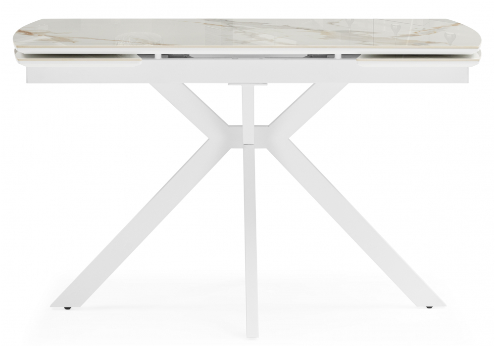 Керамический стол Катчел-2 120(180)x80 calacatta gold / белый