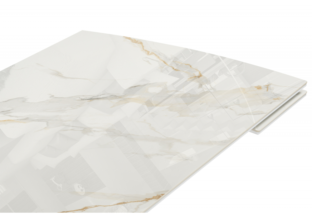 Керамический стол Катчел-2 120(180)x80 calacatta gold / белый