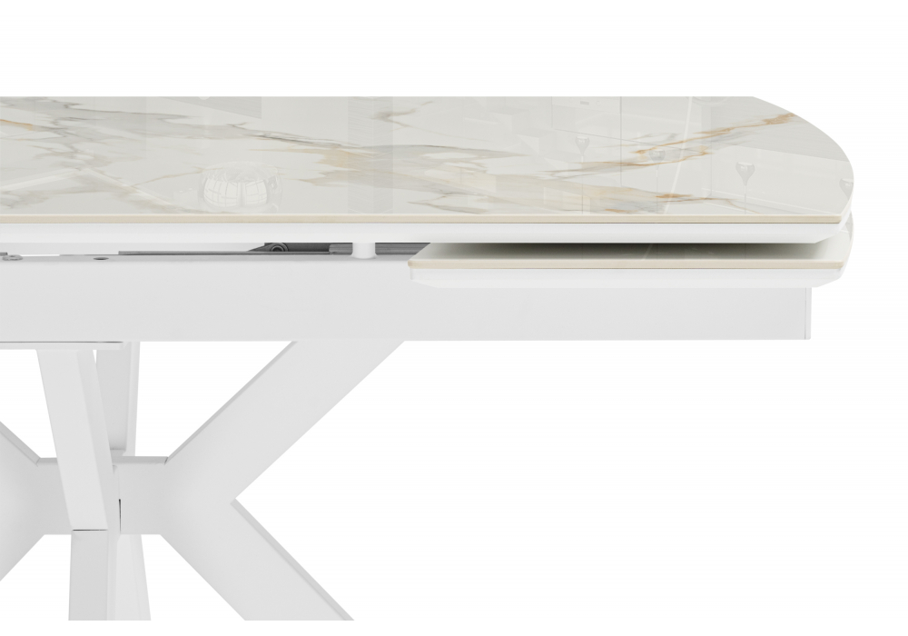 Керамический стол Катчел-2 120(180)x80 calacatta gold / белый