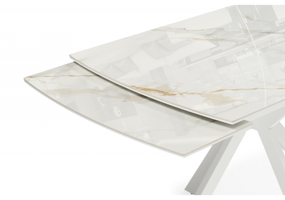 Керамический стол Катчел-2 120(180)x80 calacatta gold / белый