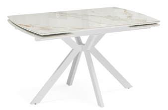 Керамический стол Катчел-2 120(180)x80 calacatta gold / белый