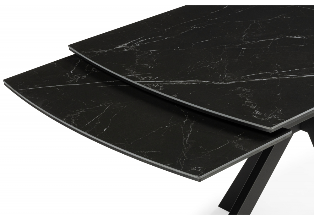 Керамический стол Катчел-2 120(180)x80 matte черный мрамор / черный