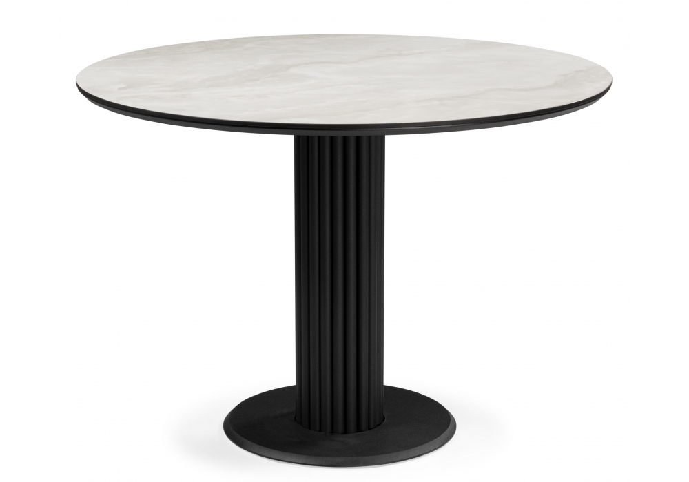 Керамический стол Кэмерон 110 onyx bianco soft satin / черный