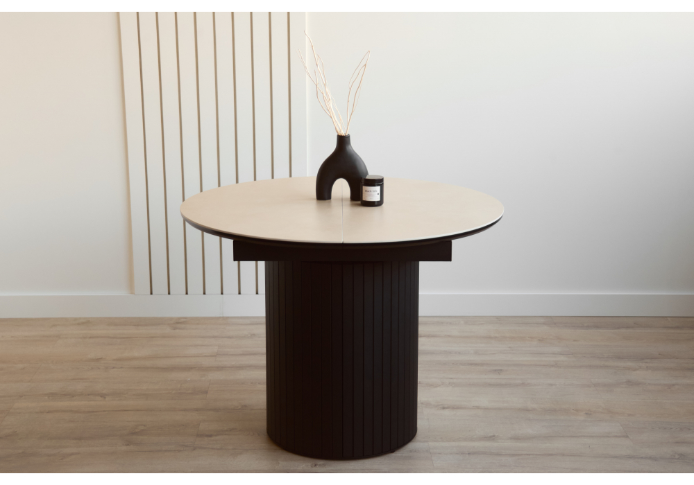 Керамический стол Лорен 100(140) okara light yellow / черный