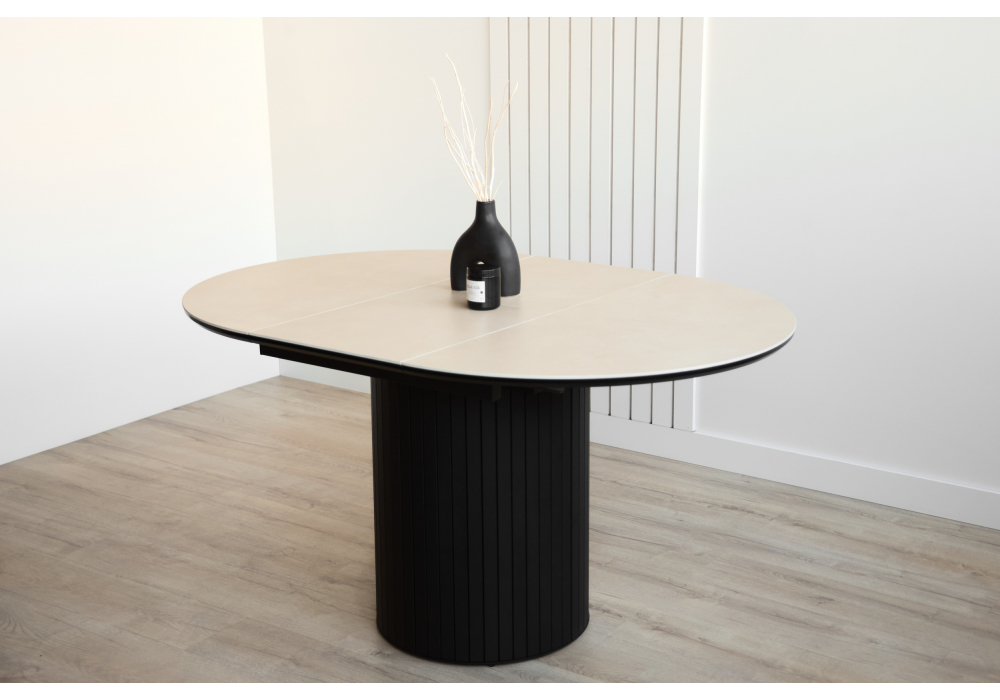 Керамический стол Лорен 100(140) okara light yellow / черный