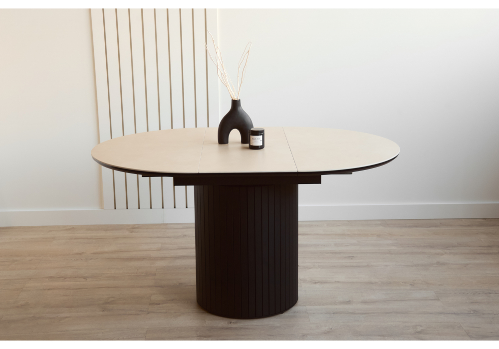 Керамический стол Лорен 100(140) okara light yellow / черный