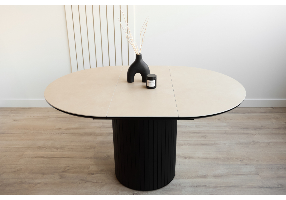 Керамический стол Лорен 100(140) okara light yellow / черный