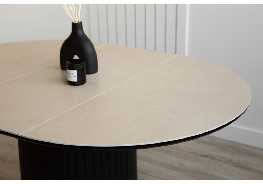 Керамический стол Лорен 100(140) okara light yellow / черный