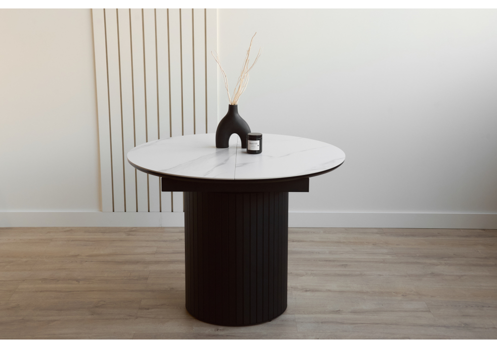 Керамический стол Лорен 100(140) snow white / черный