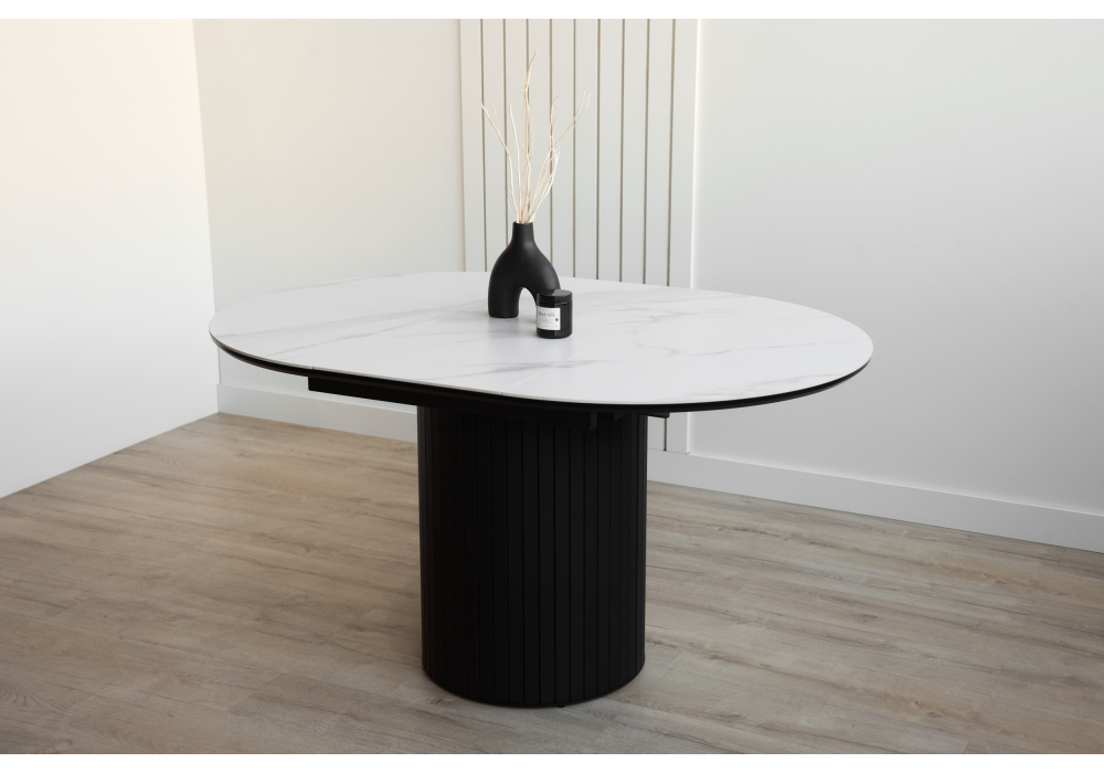 Керамический стол Лорен 100(140) snow white / черный