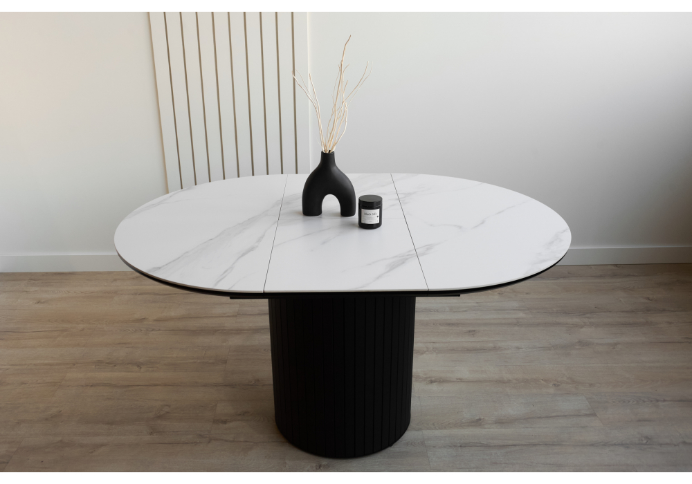 Керамический стол Лорен 100(140) snow white / черный