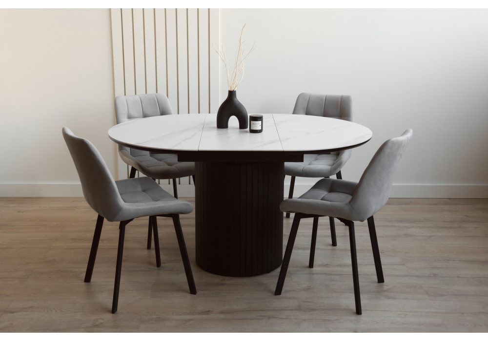 Керамический стол Лорен 100(140) snow white / черный