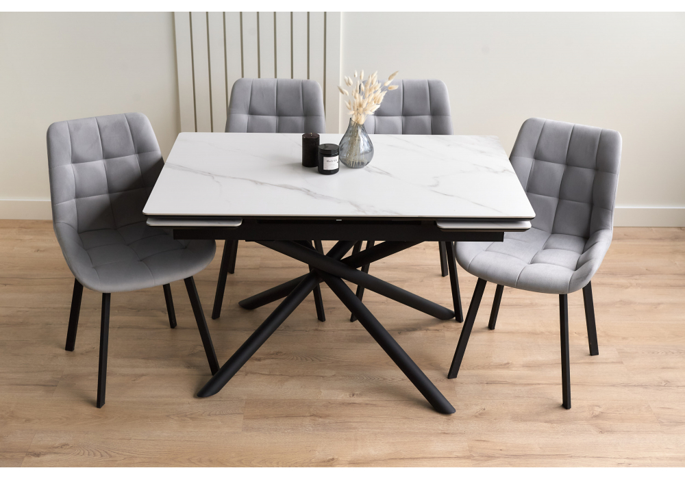 Керамический стол Мэриан 120(180)х80 snow alpin white / черный