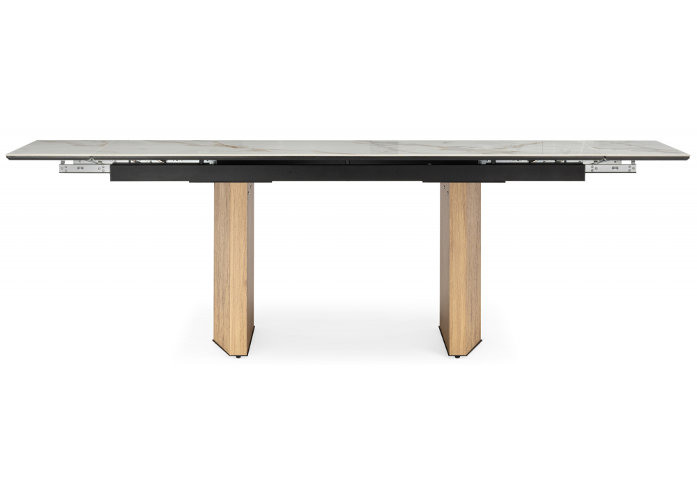 Керамический стол Монерон 180(240)x90 calacatta gold / дуб монтана