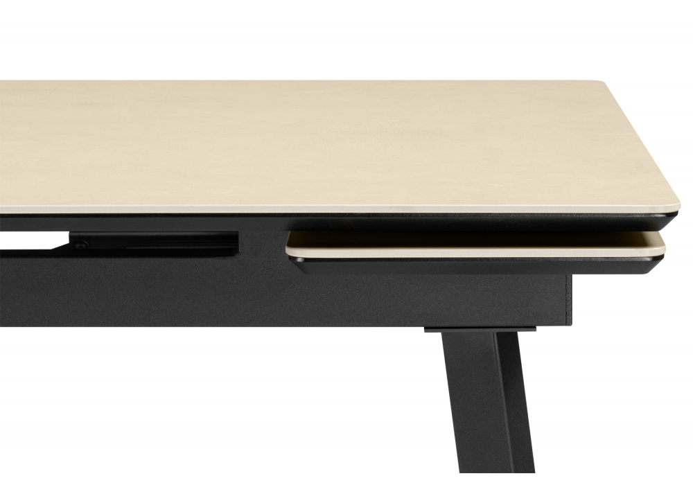 Керамический стол Норман 120(180)х80 okara light yellow / черный