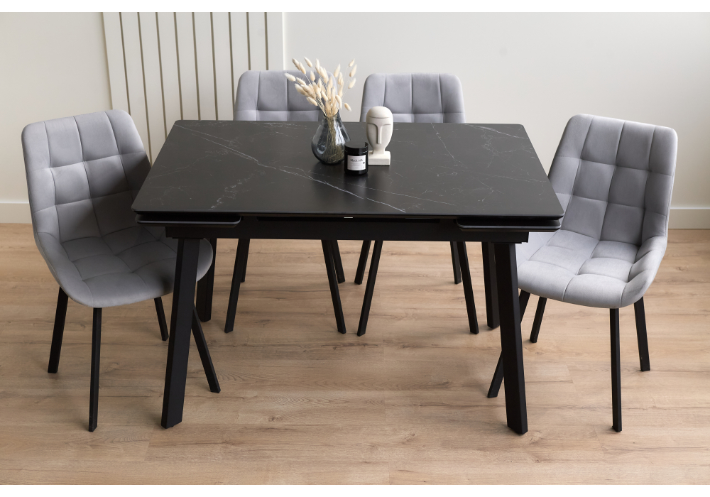 Керамический стол Норман 120(180)х80 shakespeare black / черный